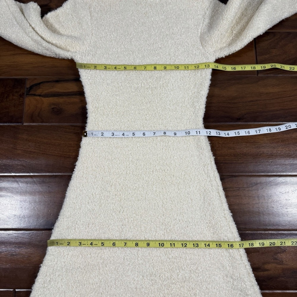 GRLFRND Size XS Ivory Maeko Boucle Thick Knit Midi Sweater Dress Bell Sleeve - Picture 6 of 10